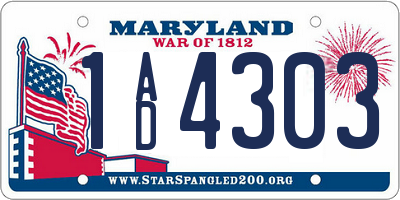 MD license plate 1AD4303