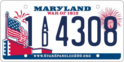 MD license plate 1AD4308