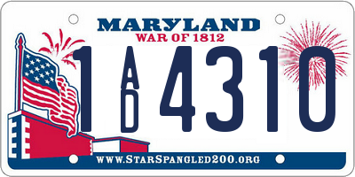 MD license plate 1AD4310