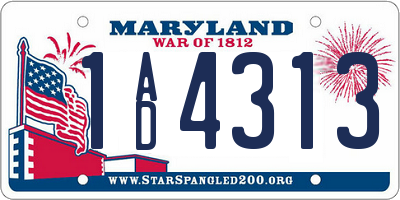 MD license plate 1AD4313