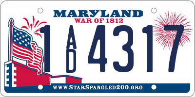 MD license plate 1AD4317