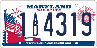 MD license plate 1AD4319