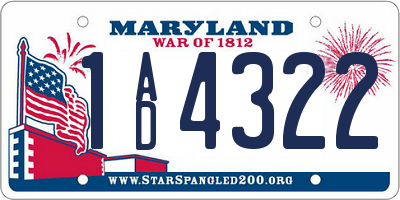 MD license plate 1AD4322