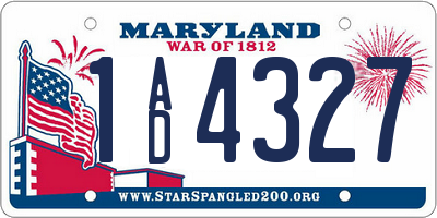 MD license plate 1AD4327