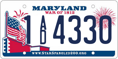 MD license plate 1AD4330
