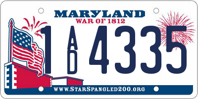 MD license plate 1AD4335