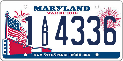 MD license plate 1AD4336