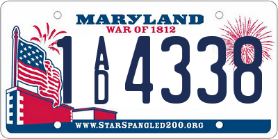 MD license plate 1AD4338
