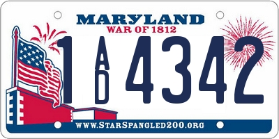 MD license plate 1AD4342