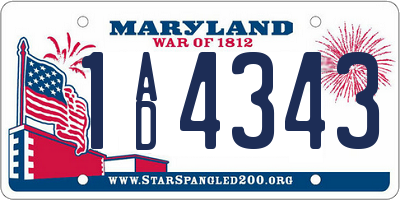MD license plate 1AD4343