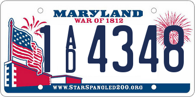 MD license plate 1AD4348