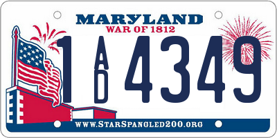 MD license plate 1AD4349