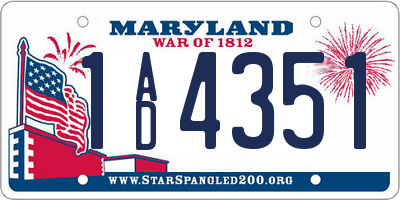 MD license plate 1AD4351