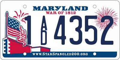 MD license plate 1AD4352
