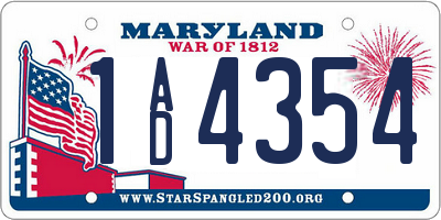 MD license plate 1AD4354