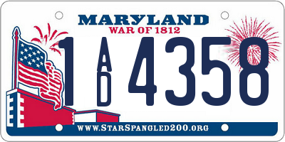 MD license plate 1AD4358