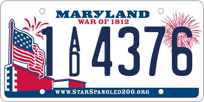 MD license plate 1AD4376