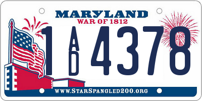 MD license plate 1AD4378