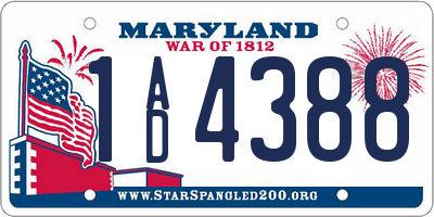 MD license plate 1AD4388