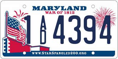 MD license plate 1AD4394