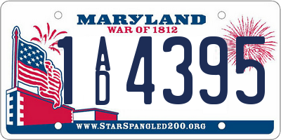 MD license plate 1AD4395