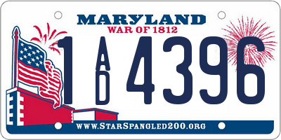 MD license plate 1AD4396