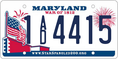 MD license plate 1AD4415