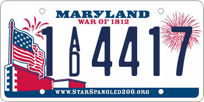 MD license plate 1AD4417