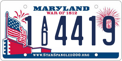 MD license plate 1AD4419