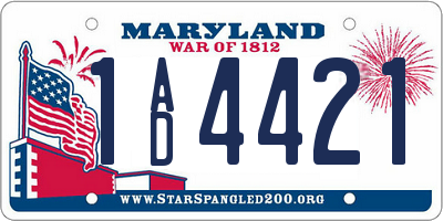 MD license plate 1AD4421