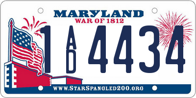 MD license plate 1AD4434
