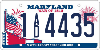 MD license plate 1AD4435