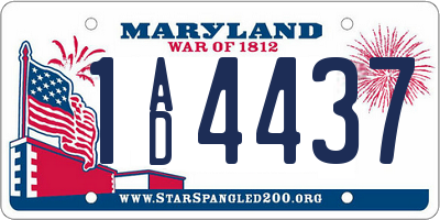 MD license plate 1AD4437