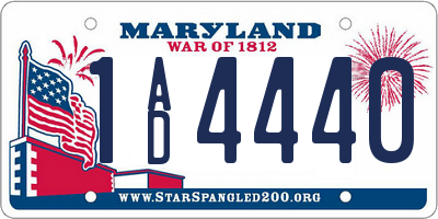 MD license plate 1AD4440
