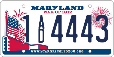 MD license plate 1AD4443