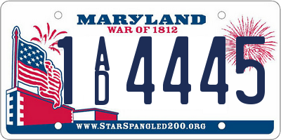 MD license plate 1AD4445