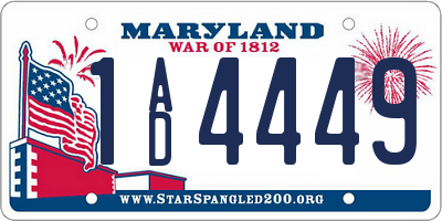 MD license plate 1AD4449