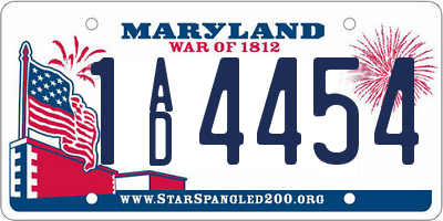 MD license plate 1AD4454