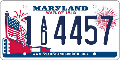MD license plate 1AD4457