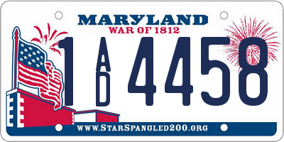 MD license plate 1AD4458