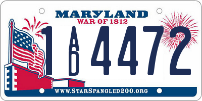 MD license plate 1AD4472