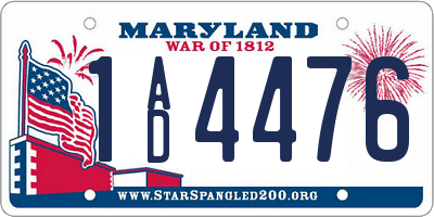 MD license plate 1AD4476