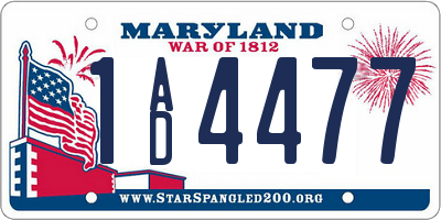 MD license plate 1AD4477