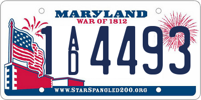 MD license plate 1AD4493