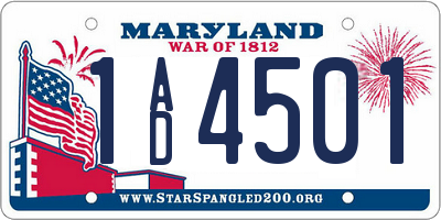 MD license plate 1AD4501