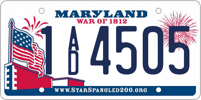 MD license plate 1AD4505