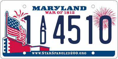 MD license plate 1AD4510