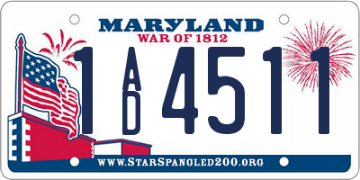 MD license plate 1AD4511