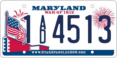 MD license plate 1AD4513