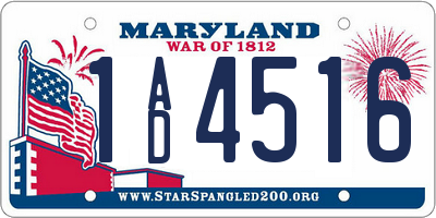 MD license plate 1AD4516